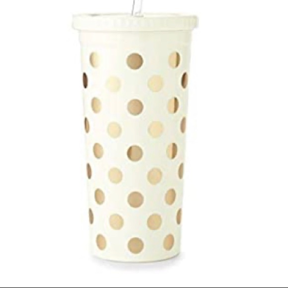 Kate Spade gold polka dot insulated tumbler - Picture 2 of 3